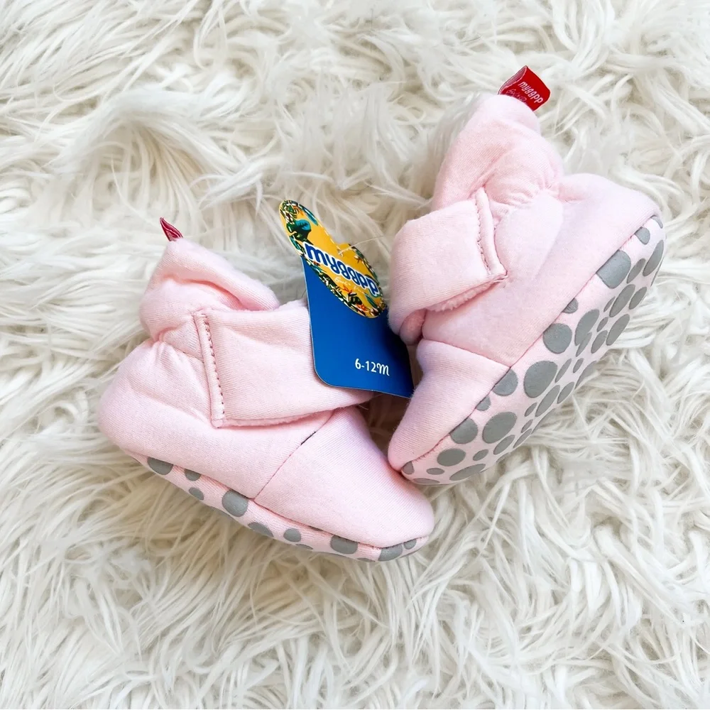 Myggpp Pink Fleece-Lined Baby Booties 6-12M NWT